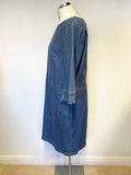 BODEN BLUE DENIM 3/4 SLEEVED SHIFT DRESS SIZE 14L