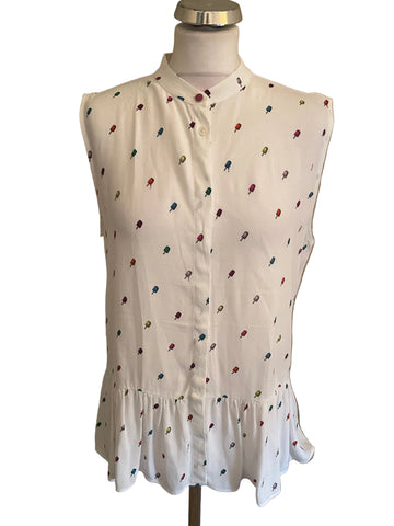 PAUL SMITH WHITE LOLLYPOP PRINT SLEEVELESS TUNIC TOP SIZE 42 UK 10