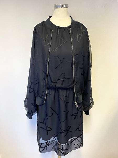 BRAND NEW ARMANI EXCHANGE NAVY BLUE DRESS & BLOUSON JACKET SET SIZE 4 UK 8