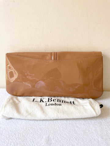 LK BENNETT CAMEL PATENT LEATHER CLUTCH / SHOULDER BAG