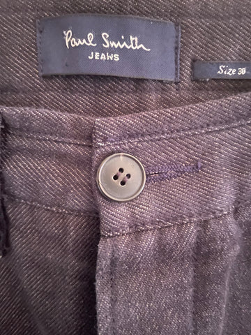 PAUL SMITH JEANS CLERICAL GREY WOOL BLEND TAPERED LEG TROUSERS SIZE 32R