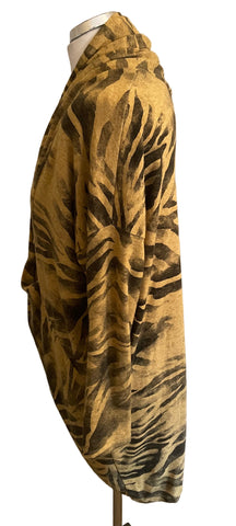 MADE IN ITALY MUSTARD & BROWN PRINT WRAP FRONT JUMPER ONE SIZE