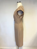 LK BENNETT CAMEL CAP SLEEVED PENCIL DRESS SIZE 8