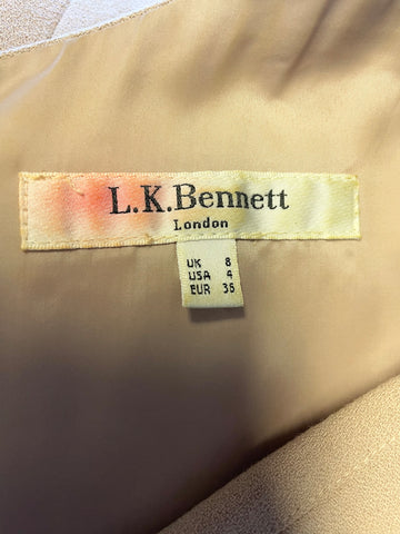 LK BENNETT CAMEL CAP SLEEVED PENCIL DRESS SIZE 8