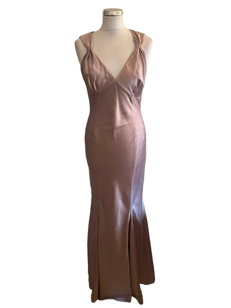 KAREN MILLEN OYSTER PINK LONG EVENING DRESS SIZE 12