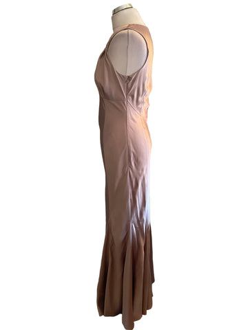 KAREN MILLEN OYSTER PINK LONG EVENING DRESS SIZE 12