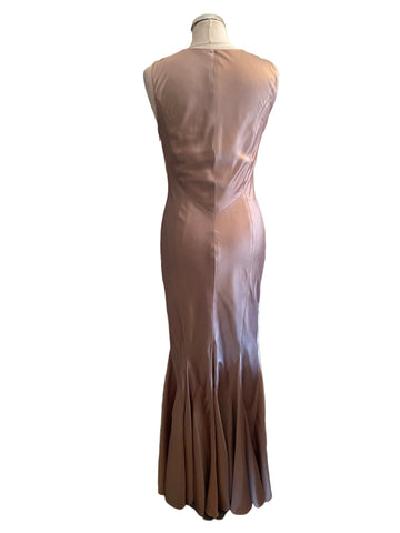KAREN MILLEN OYSTER PINK LONG EVENING DRESS SIZE 12