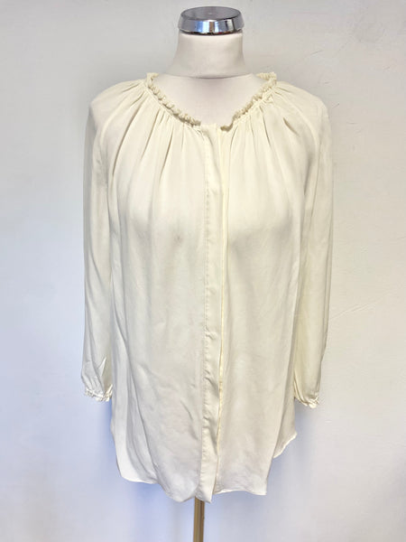 MASSIMO DUTTI IVORY 100% SILK 3/4 SLEEVED BLOUSE  SIZE 40 UK 12