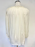 MASSIMO DUTTI IVORY 100% SILK 3/4 SLEEVED BLOUSE  SIZE 40 UK 12