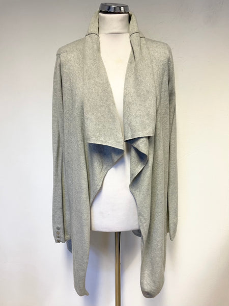 ISLE LIGHT GREY PURE CASHMERE  EDGE TO EDGE LONG CARDIGAN SIZE L