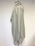ISLE LIGHT GREY PURE CASHMERE  EDGE TO EDGE LONG CARDIGAN SIZE L