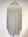 ISLE LIGHT GREY PURE CASHMERE  EDGE TO EDGE LONG CARDIGAN SIZE L