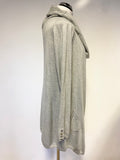 ISLE LIGHT GREY PURE CASHMERE  EDGE TO EDGE LONG CARDIGAN SIZE L