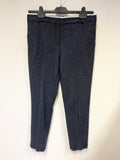 JIGSAW DARK BLUE FLECK WOOL BLEND TAPERED LEG TROUSERS  SIZE 12