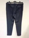 JIGSAW DARK BLUE FLECK WOOL BLEND TAPERED LEG TROUSERS  SIZE 12