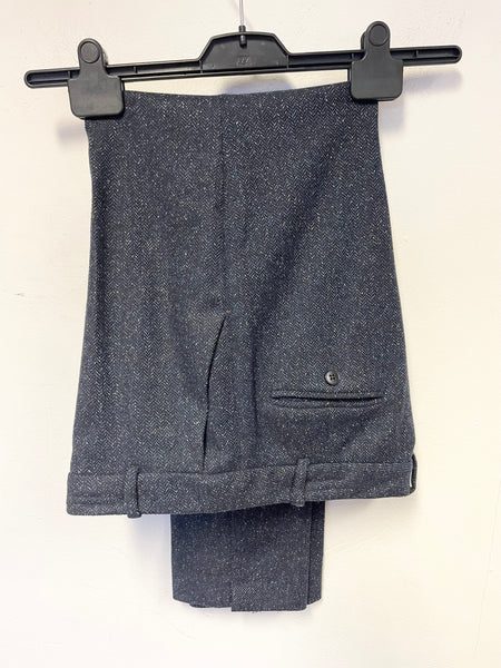 JIGSAW DARK BLUE FLECK WOOL BLEND TAPERED LEG TROUSERS  SIZE 12