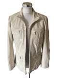 MARKS & SPENCER 100% LEATHER CREAM ZIP FRONT JACKET SIZE 14