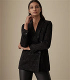 REISS DAHLIA BLACK SATIN PRINT SPECIAL OCCASION TAILORED JACKET SIZE 4