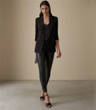 REISS DAHLIA BLACK SATIN PRINT SPECIAL OCCASION TAILORED JACKET SIZE 4