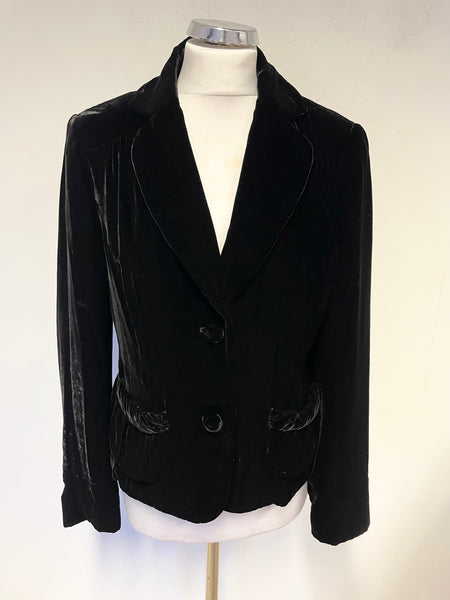 MONSOON BLACK VELOUR COLLARED LONG SLEEVED JACKET SIZE 14