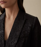 REISS DAHLIA BLACK SATIN PRINT SPECIAL OCCASION TAILORED JACKET SIZE 4