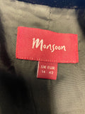 MONSOON BLACK VELOUR COLLARED LONG SLEEVED JACKET SIZE 14