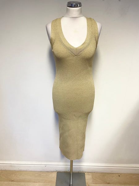 MICHAEL KORS GOLD METALLIC SLEEVELESS BODYCON DRESS SIZE M