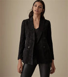 REISS DAHLIA BLACK SATIN PRINT SPECIAL OCCASION TAILORED JACKET SIZE 4