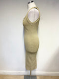 MICHAEL KORS GOLD METALLIC SLEEVELESS BODYCON DRESS SIZE M