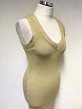 MICHAEL KORS GOLD METALLIC SLEEVELESS BODYCON DRESS SIZE M