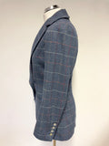 NESS BLUE CHECK WOOL MIX TWEED TAILORED BLAZER SIZE 10