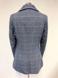 NESS BLUE CHECK WOOL MIX TWEED TAILORED BLAZER SIZE 10
