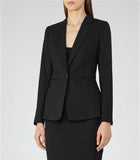 REISS DARTMOUTHS BLACK WOOL MIX  LONG SLEEVED JACKET SIZE 8