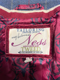 NESS BLUE CHECK WOOL MIX TWEED TAILORED BLAZER SIZE 10