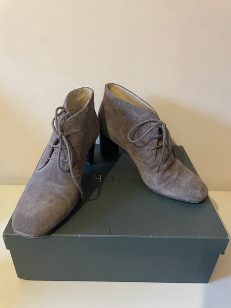 HOBBS PATRICIA MINK SUEDE LACE UP ANKLE BOOTS SIZE 3/36