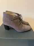 HOBBS PATRICIA MINK SUEDE LACE UP ANKLE BOOTS SIZE 3/36