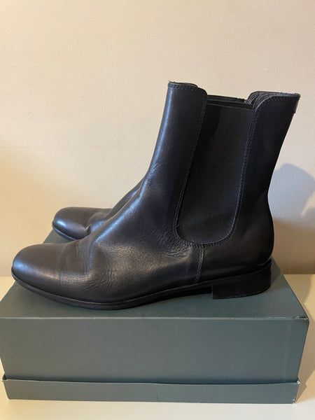 LK BENNETT BLACK LEATHER ANKLE CHELSEA BOOTS SIZE 6/39