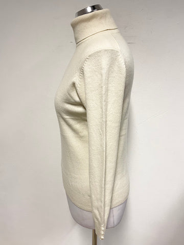 MARKS & SPENCER IVORY PURE CASHMERE  POLO NECK JUMPER SIZE 14