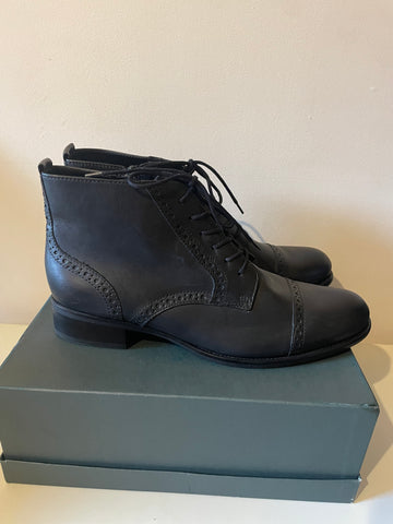 BRAND NEW GABOR BLACK LEATHER LACE UP BOOTS SIZE 8/42