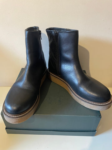 BRAND NEW JOHN LEWIS KIN BLACK LEATHER RUBBER PLATFORM ANKLE BOOTS SIZE 5/38