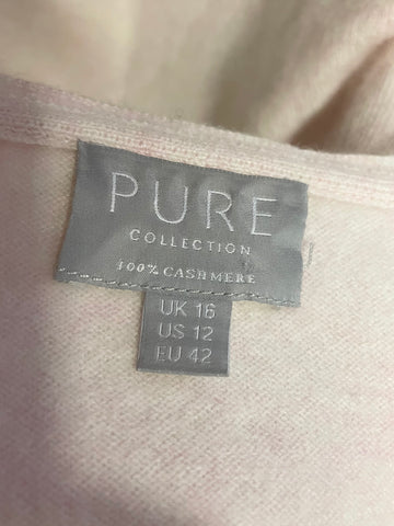 PURE COLLECTION PALE PINK 100% CASHMERE LONG SLEEVED JUMPER SIZE 16