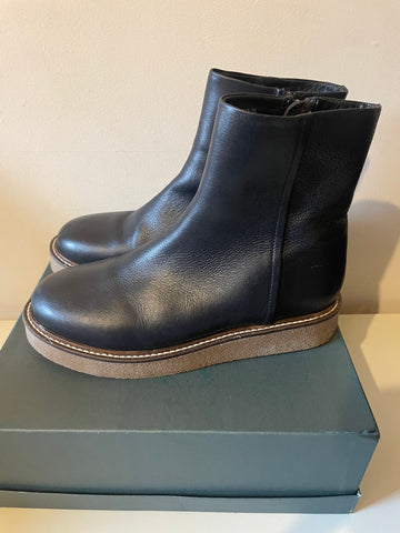BRAND NEW JOHN LEWIS KIN BLACK LEATHER RUBBER PLATFORM ANKLE BOOTS SIZE 5/38