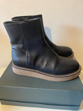 BRAND NEW JOHN LEWIS KIN BLACK LEATHER RUBBER PLATFORM ANKLE BOOTS SIZE 5/38