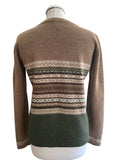 MULBERRY 100% WOOL BROWN & GREEN FAIR ISLE JUMPER SIZE M