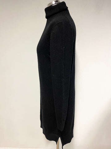 REISS GILMORE WOOL & CASHMERE BLACK POLO NECK JUMPER DRESS SIZE S