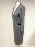 PAUL COSTELLO GREY EXTRA FINE MERINO WOOL JUMPER DRESS SIZE M