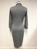 PAUL COSTELLO GREY EXTRA FINE MERINO WOOL JUMPER DRESS SIZE M