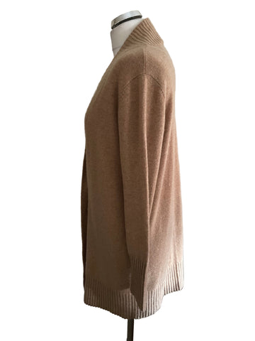 ESPRIT 100% CASHMERE CAMEL V NECKLINE LONG CARDIGAN  SIZE L