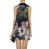 TED BAKER GEORGAH OPULENT BLOOM REVERSIBLE OVER LAYER MINI DRESS SIZE 3 UK 12/14