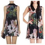 TED BAKER GEORGAH OPULENT BLOOM REVERSIBLE OVER LAYER MINI DRESS SIZE 3 UK 12/14